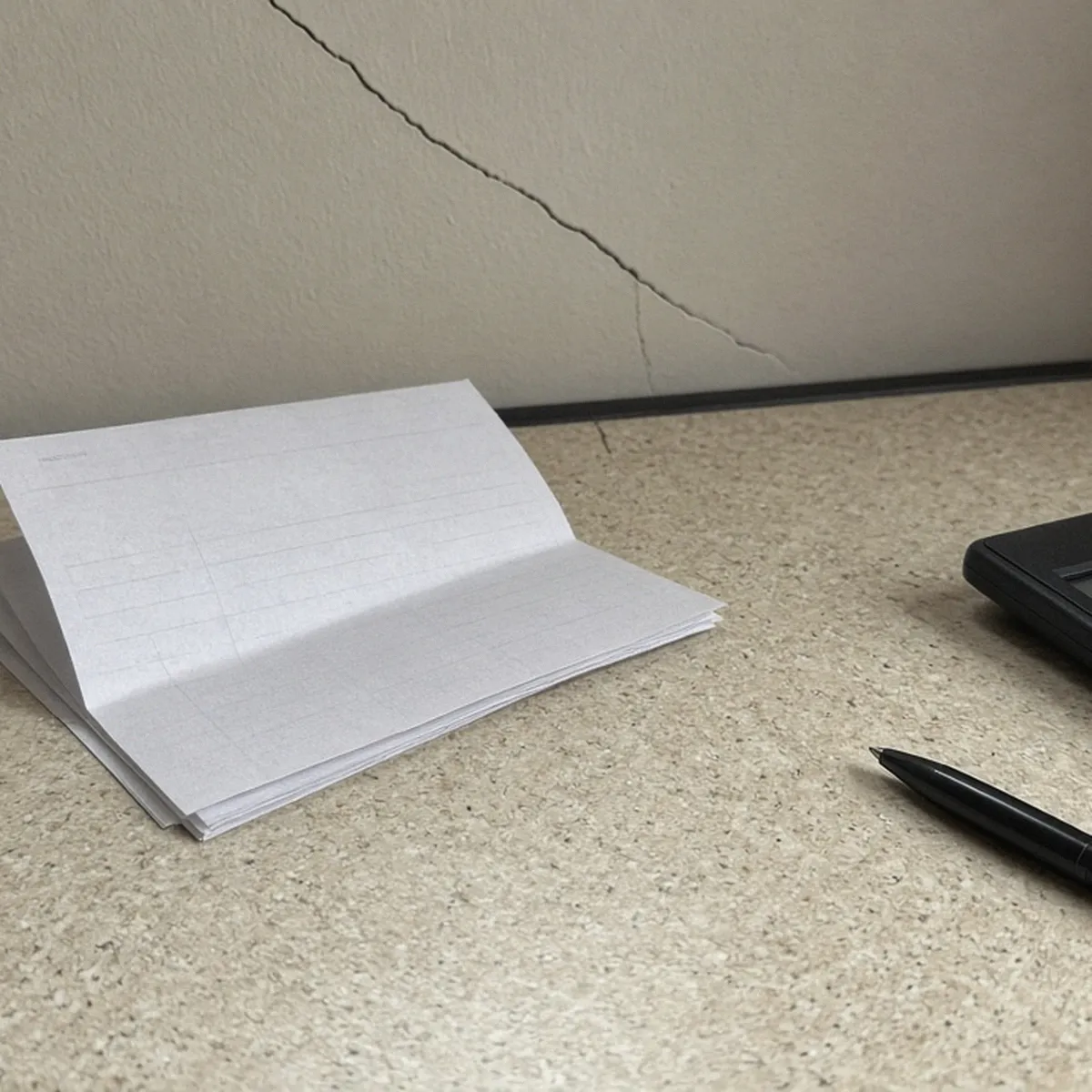Paper estimate on a table beside a calculator