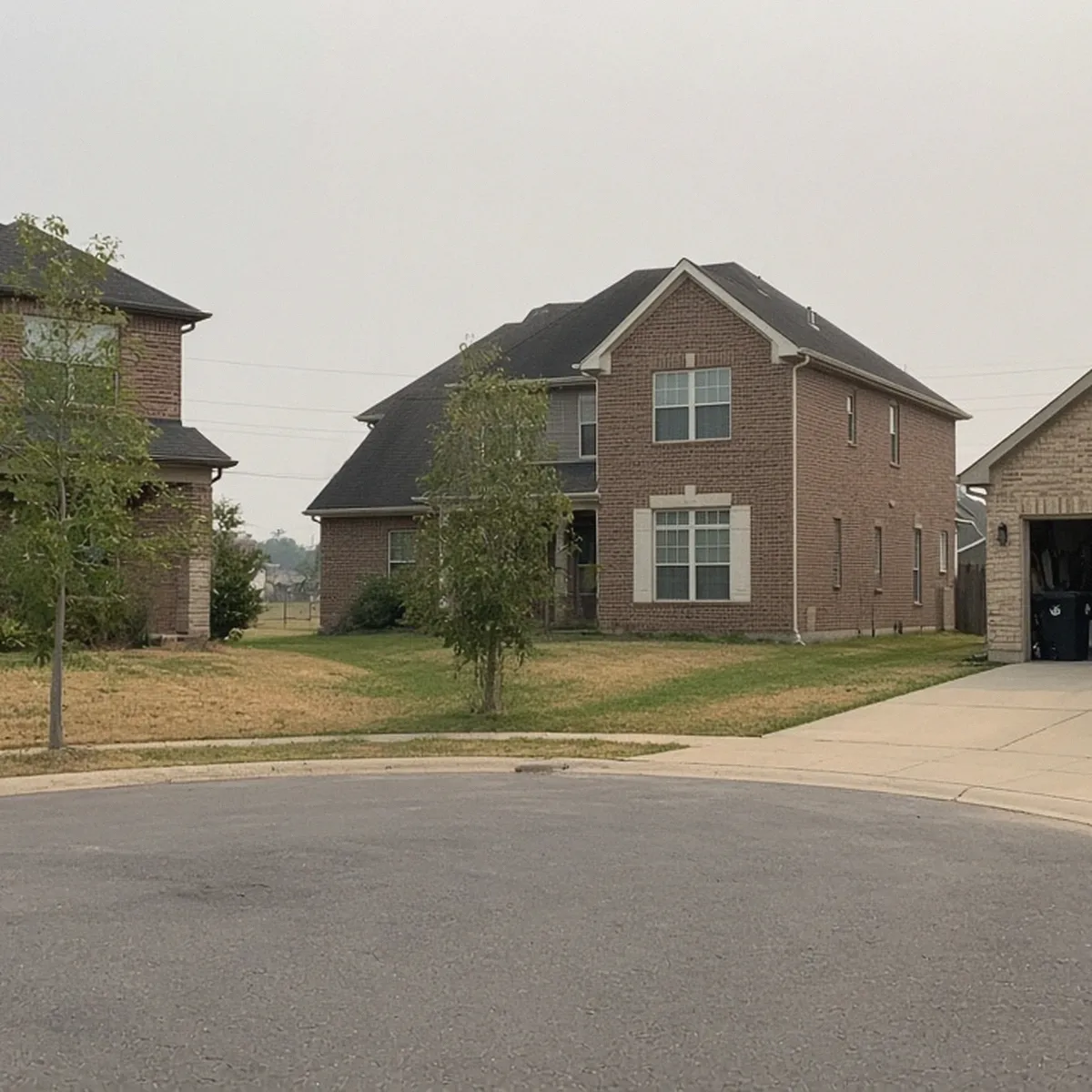 Cul-de-sac of two-story brick houses